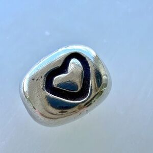 Me&Ro Sterling Silver Carved Heart Bead Charm – 1993 Collection Vintage